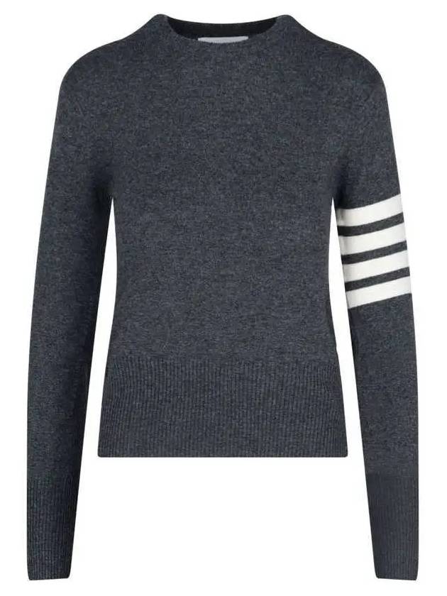 Women's 4 Bar Classic Cashmere Pullover Knit Top Grey - THOM BROWNE - BALAAN.