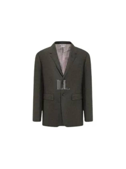 Button Single Breasted Jacket Dark Grey - THOM BROWNE - BALAAN 2