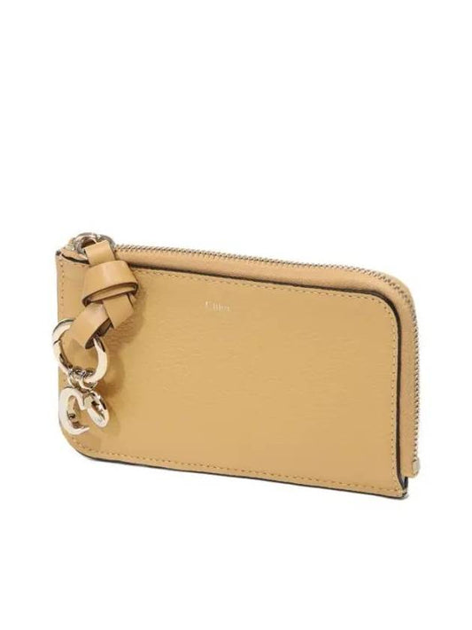 Alphabet Half Zipper Leather Card Wallet Yellow - CHLOE - BALAAN 1