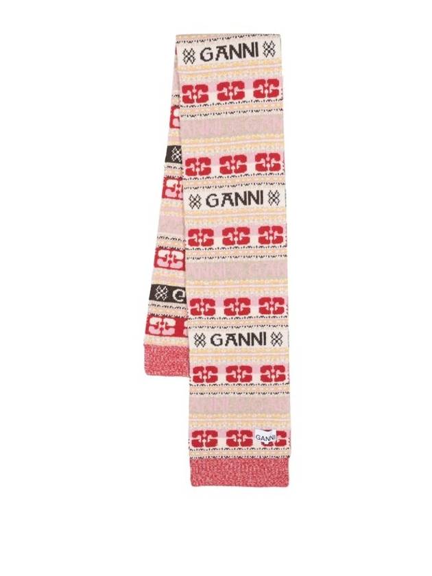 Women's Graphic Logo Wool Muffler - GANNI - BALAAN 2