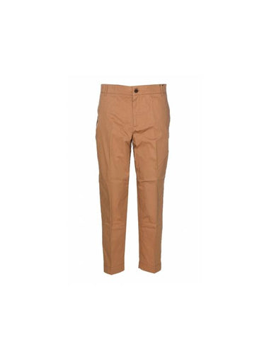 Fox Embroidery Regular Chino Cotton Straight Pants Beige - MAISON KITSUNE - BALAAN 1