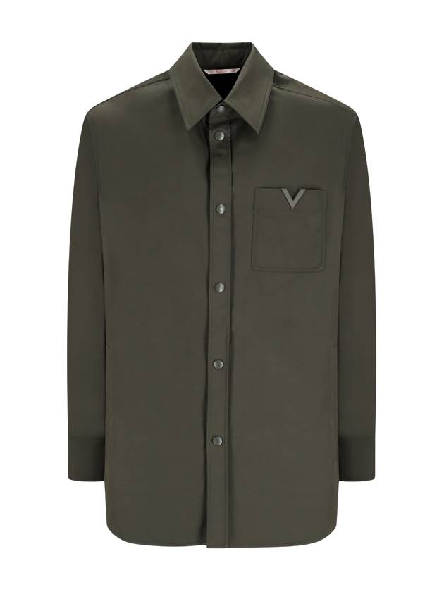 V logo nylon shirt jacket olive - VALENTINO - BALAAN 2