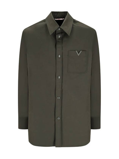 V logo nylon shirt jacket olive - VALENTINO - BALAAN 2