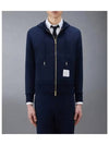 Center Back Stripe Cotton Zip Up Hoodie Navy - THOM BROWNE - BALAAN 3