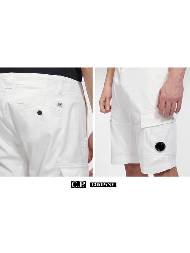 Men's Stretch Satin Lens Cargo Shorts White - CP COMPANY - BALAAN 5