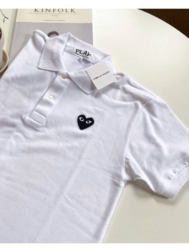 Black Heart Polo Shirt White AZ T066 - COMME DES GARCONS - BALAAN 4