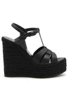 Tribute Espadrille Wedge Heel Black - SAINT LAURENT - BALAAN 3