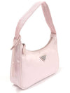 1NE515 Re edition Alabaster Pink Nylon Tesuto Silver Triangle Hobo Shoulder Bag - PRADA - BALAAN 3