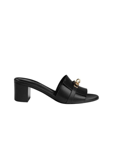 Gigi 50 Sandals Calfskin Permabrass Hardware Noir - HERMES - BALAAN 1