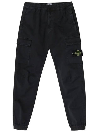 Stretch Cotton Cargo Straight Pants Black - STONE ISLAND - BALAAN 2