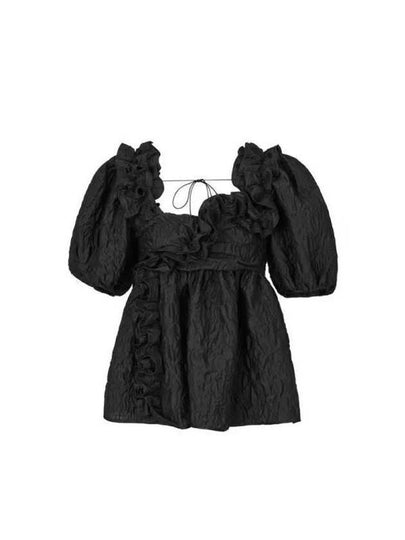 ORIANA Wool Nylon Blouse 2 24RTW11019 TOP BLACK - CECILIE BAHNSEN - BALAAN 2