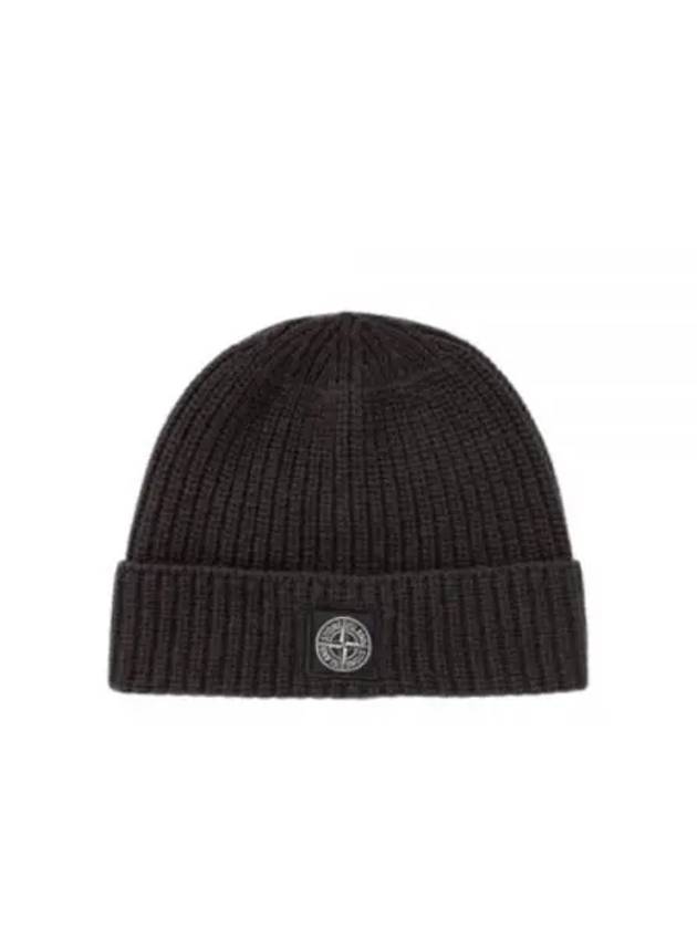 Logo Knit Beanie Grey - STONE ISLAND - BALAAN 2