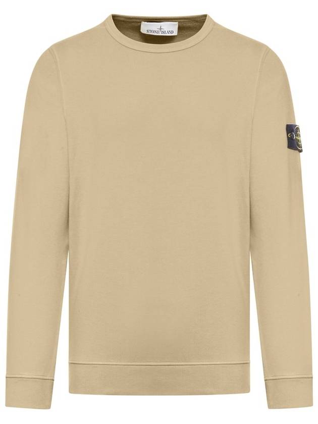 Wappen Patch Crew Neck Cotton Sweatshirt Beige - STONE ISLAND - BALAAN 1