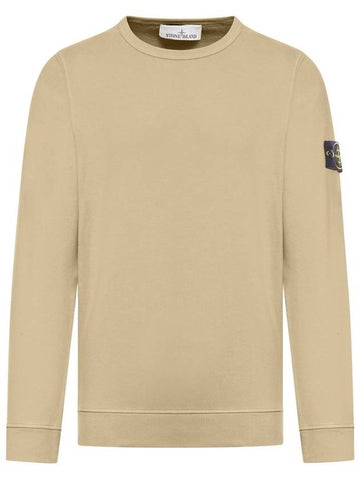 Wappen Patch Crew Neck Cotton Sweatshirt Beige - STONE ISLAND - BALAAN 1