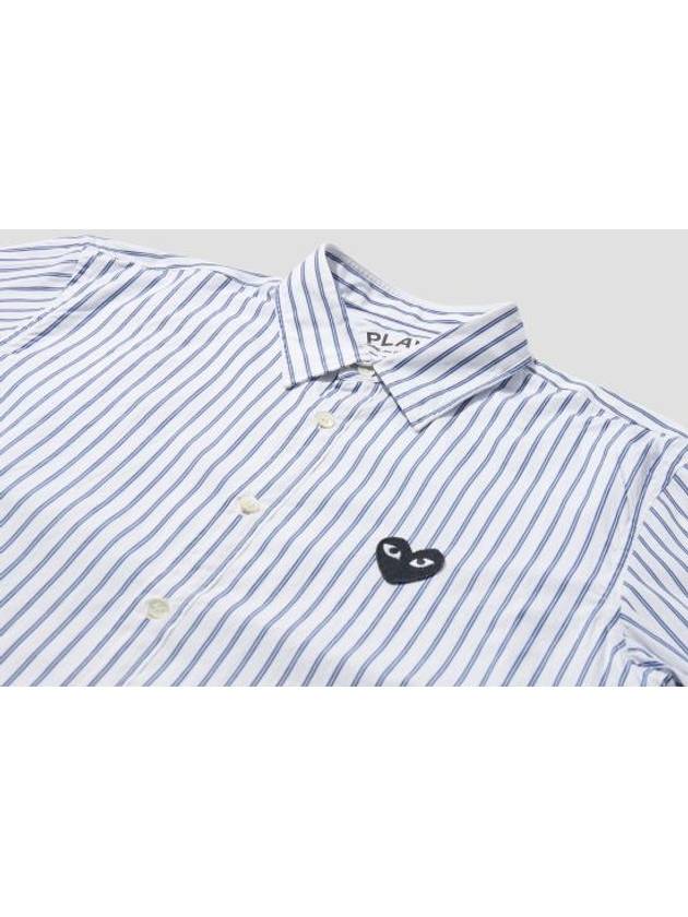 Black Heart Stripe Long Sleeve Shirt Blue - COMME DES GARCONS - BALAAN 4