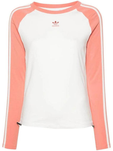 Color Block Slim Fit Long Sleeve T-Shirt Wonder Clay White - ADIDAS - BALAAN 1