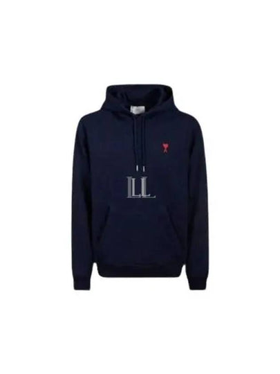 Small Heart Logo Cotton Hoodie Blue - AMI - BALAAN 2