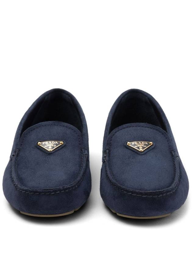 Triangle Logo Suede Driving Shoes Navy - PRADA - BALAAN 6