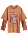 Logo Graphic Print Layered Long Sleeve T-Shirt Rust Red - ACNE STUDIOS - BALAAN 2