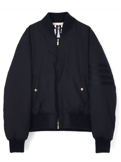 4 Bar Oversized Down Bomber Jacket Navy - THOM BROWNE - BALAAN 2