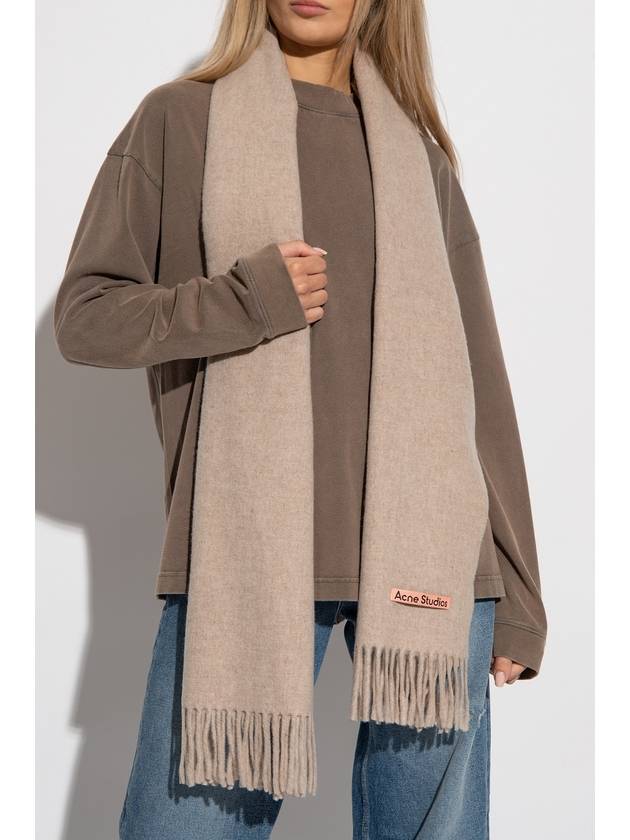 Logo Wool Fringe Muffler Oatmeal Melange - ACNE STUDIOS - BALAAN 5