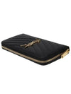 Matelasse Monogram Zipper Around Long Wallet Black - SAINT LAURENT - BALAAN 6