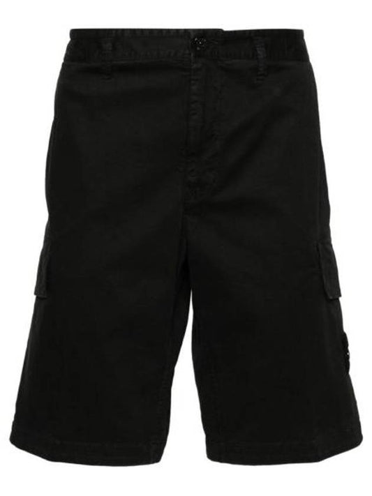 Compass Badge Cargo Shorts Black - STONE ISLAND - BALAAN 1