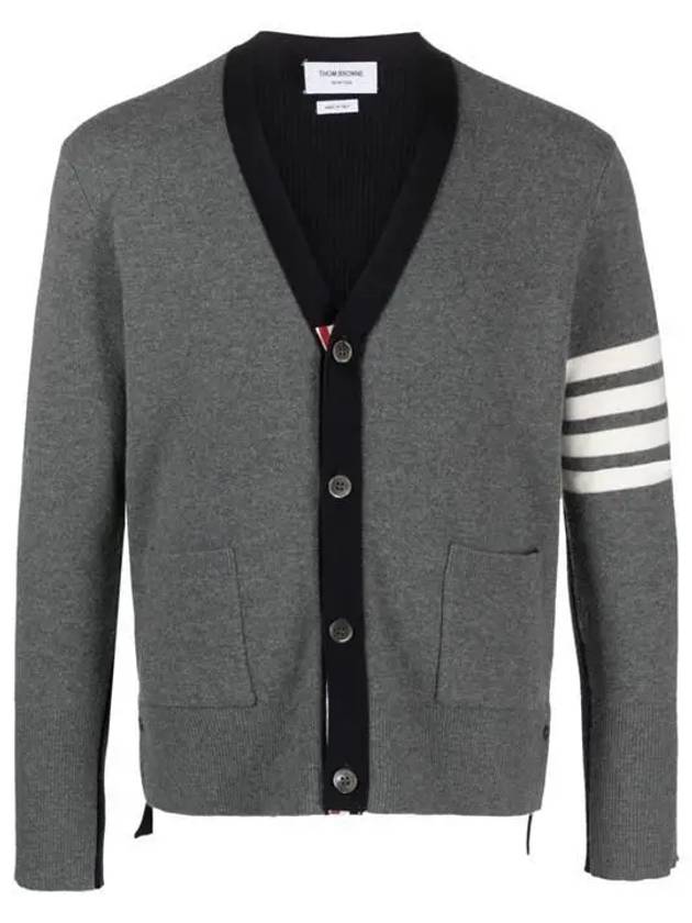 4 Bar Stripe Intarsia Wool Cardigan Grey - THOM BROWNE - BALAAN 2