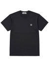 Logo Patch Short Sleeves T-Shirt Black - STONE ISLAND - BALAAN 3