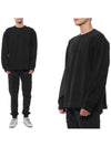 Crew Neck  Brushed Cotton Fleece Sweatshirt Black - STONE ISLAND - BALAAN 3