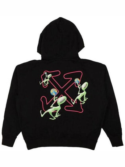 Alien Logo Drawstring Hoodie Black - OFF WHITE - BALAAN 2