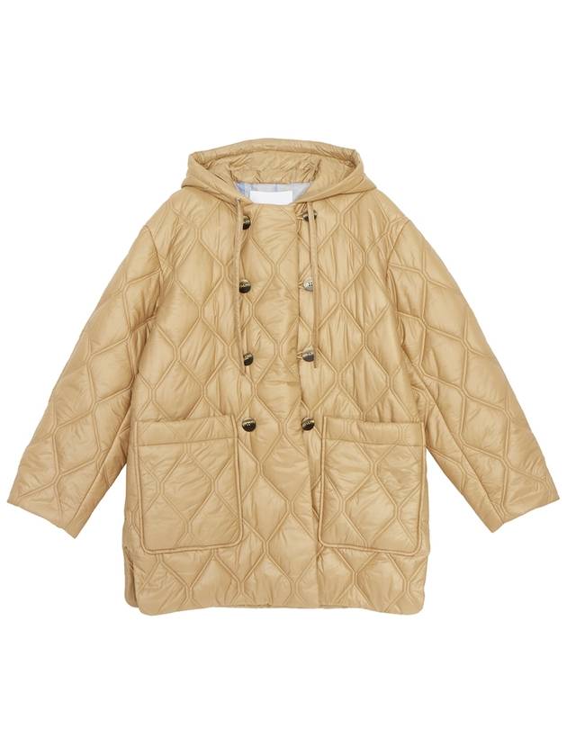 Shiny Quilt Hooded Jacket Beige - GANNI - BALAAN 2