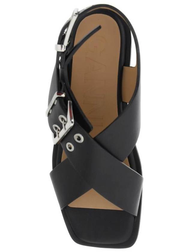 Cross Strap Buckle Sandals Black - GANNI - BALAAN 3