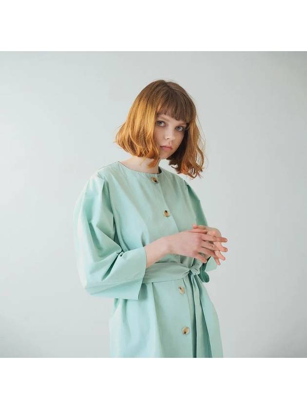 Puffed Sleeve Shirt Long Dress Mint - VOYONN - BALAAN 3