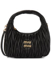 Wander Matelasse Nappa Leather Mini Hobo Tote Bag Black - MIU MIU - BALAAN 2