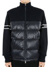 Ribbed Logo Padded Wool Blend Cardigan Navy - MONCLER - BALAAN 2