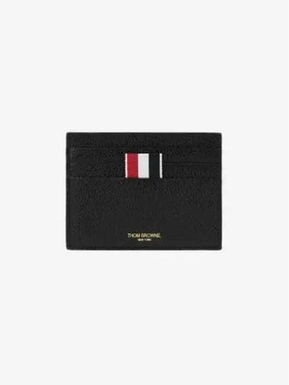 Pebble Grain Leather Stripe Note Compartment Card Wallet Black - THOM BROWNE - BALAAN 2