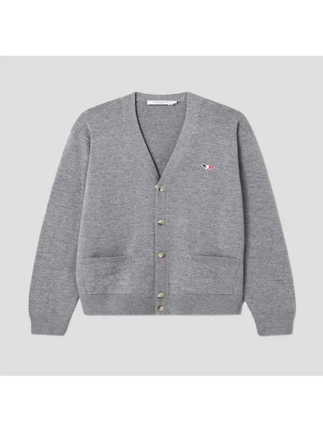 Tricolor Fox Patch Classic Cardigan Grey Melange - MAISON KITSUNE - BALAAN 3