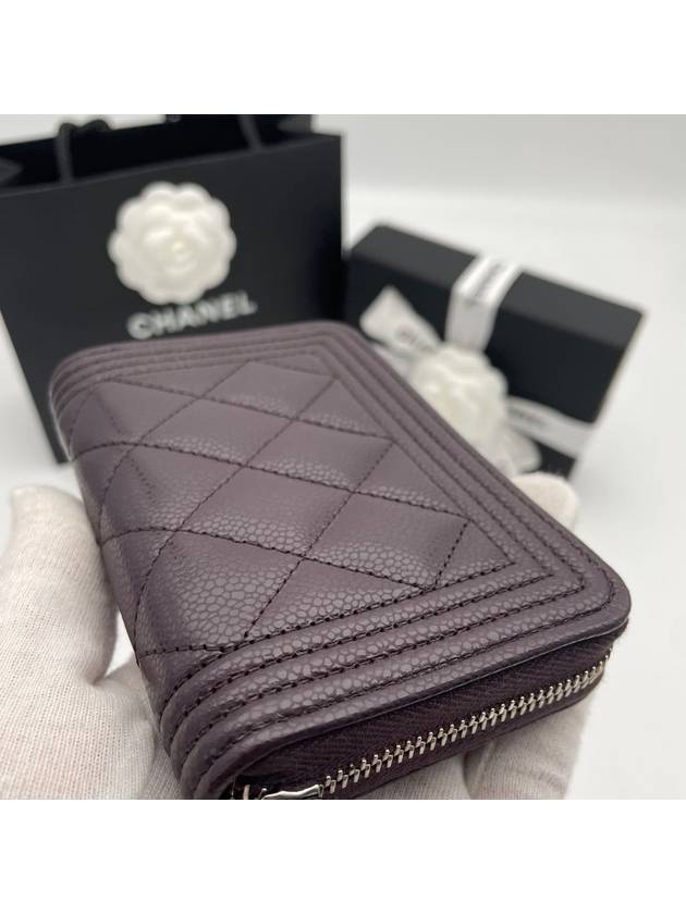 Boy zipper card wallet caviar burgundy brown silver plate AP4018 - CHANEL - BALAAN 6