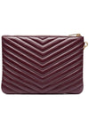 Matelasse Monogram Logo Strap Clutch Bag Burgundy - SAINT LAURENT - BALAAN 4