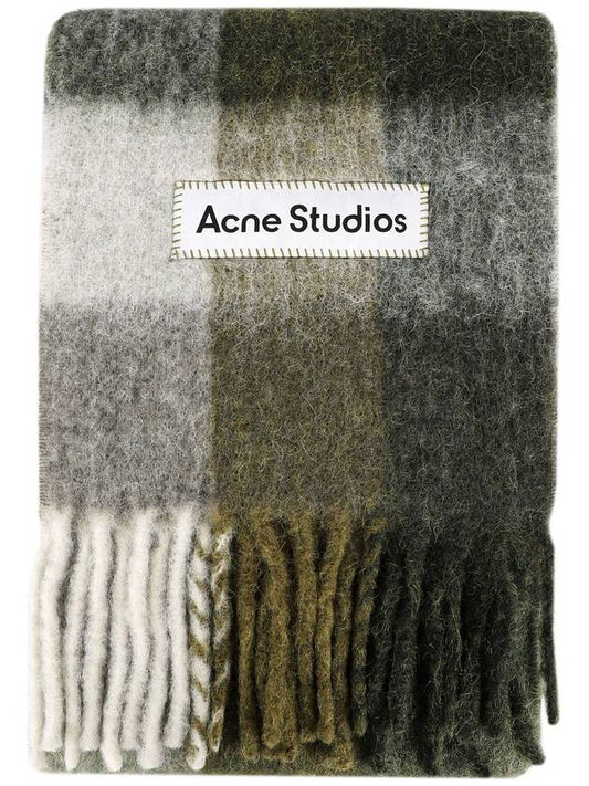 Common mohair check muffler taupe green CA0084 DID - ACNE STUDIOS - BALAAN 1