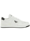 Downtown Triagle Logo Leather Low Top Sneakers White - PRADA - BALAAN 3