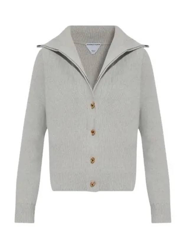 Compact Knot Button Wool Cardigan Moon - BOTTEGA VENETA - BALAAN 2