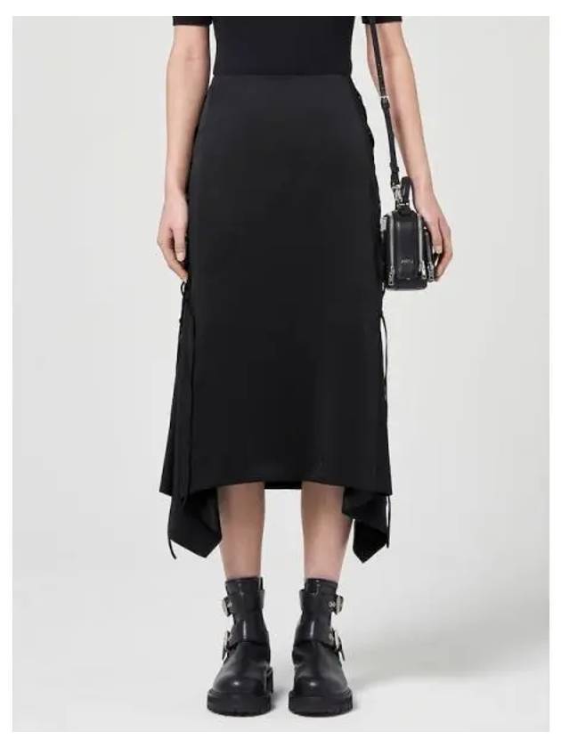 Lace up unbalanced satin skirt black domestic product GM0023112440340 - JUUN.J - BALAAN 1