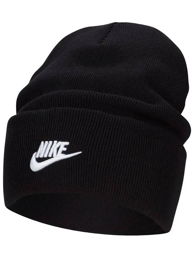 Peak Embroidered Logo Cotton Blend Beanie Black - NIKE - BALAAN 8