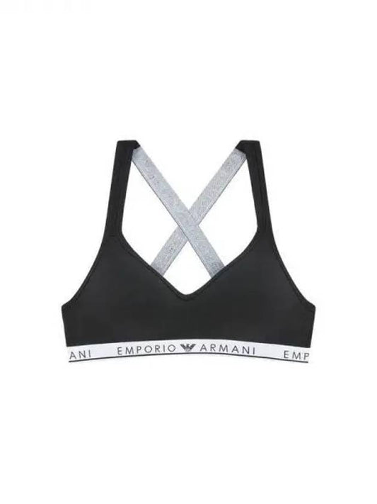 UNDERWEAR Women's Logo Band Stretch Cotton X Strap Bralette Black 271971 - EMPORIO ARMANI - BALAAN 1