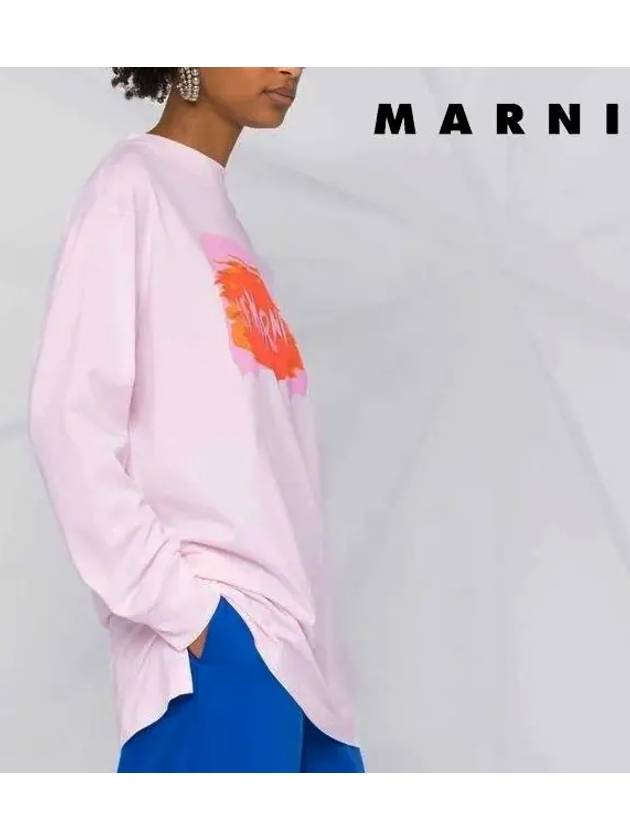 Logo Print Loose Fit Jersey Long T-Shirt Pink THJE0129PI USCU64 PLC09 - MARNI - BALAAN 4