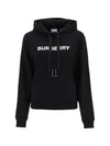 Logo Print Cotton Oversized Hoodie Black - BURBERRY - BALAAN 2