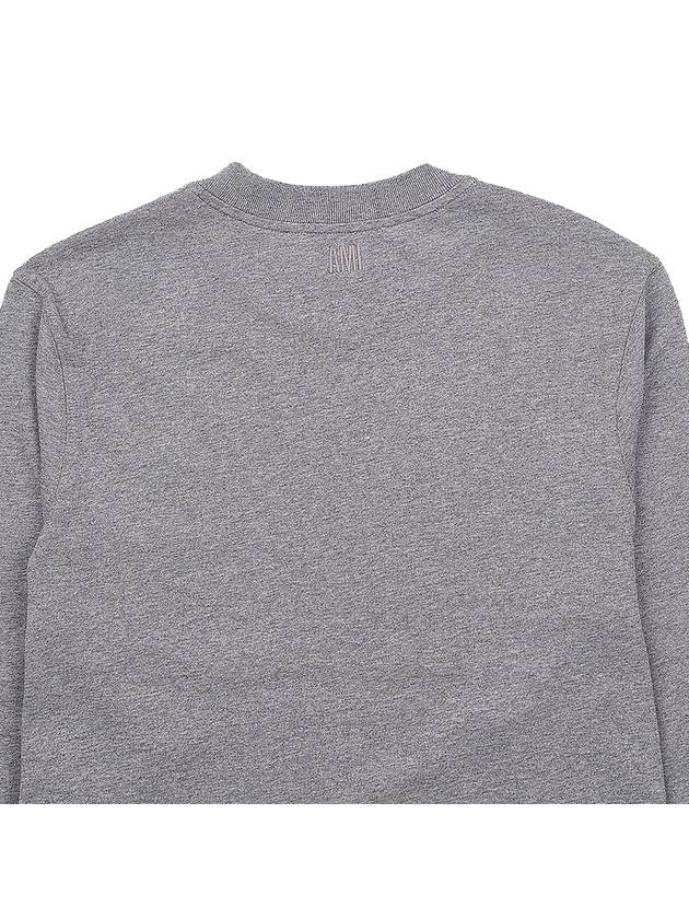 Chain Stitch Heart Logo Long Sleeve T-Shirt Heather Grey - AMI - BALAAN 8