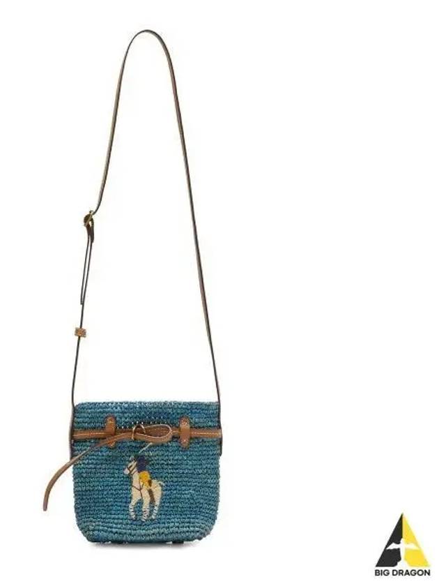 W Raffia Mini Belfort Bucket Bag Blue - POLO RALPH LAUREN - BALAAN 1